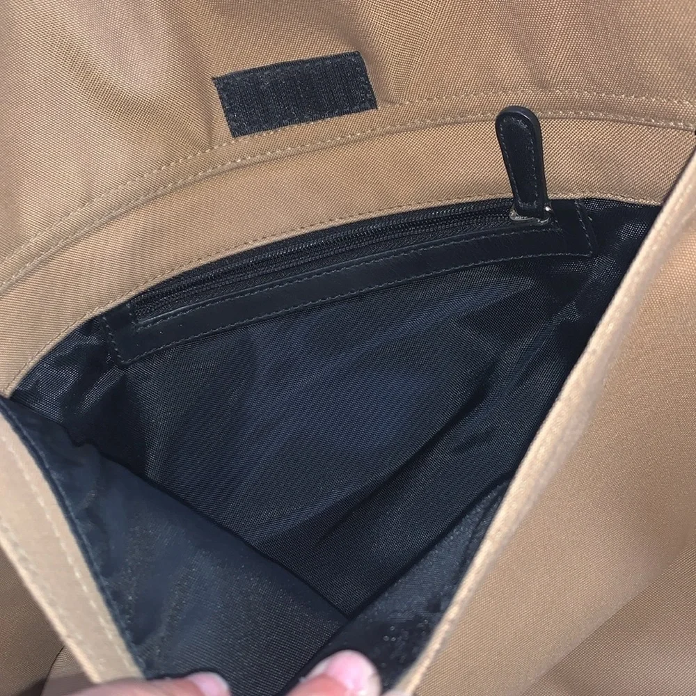Gently Loved Tan Canvas Leather Laptop Crossbody Messenger Bag by COACH